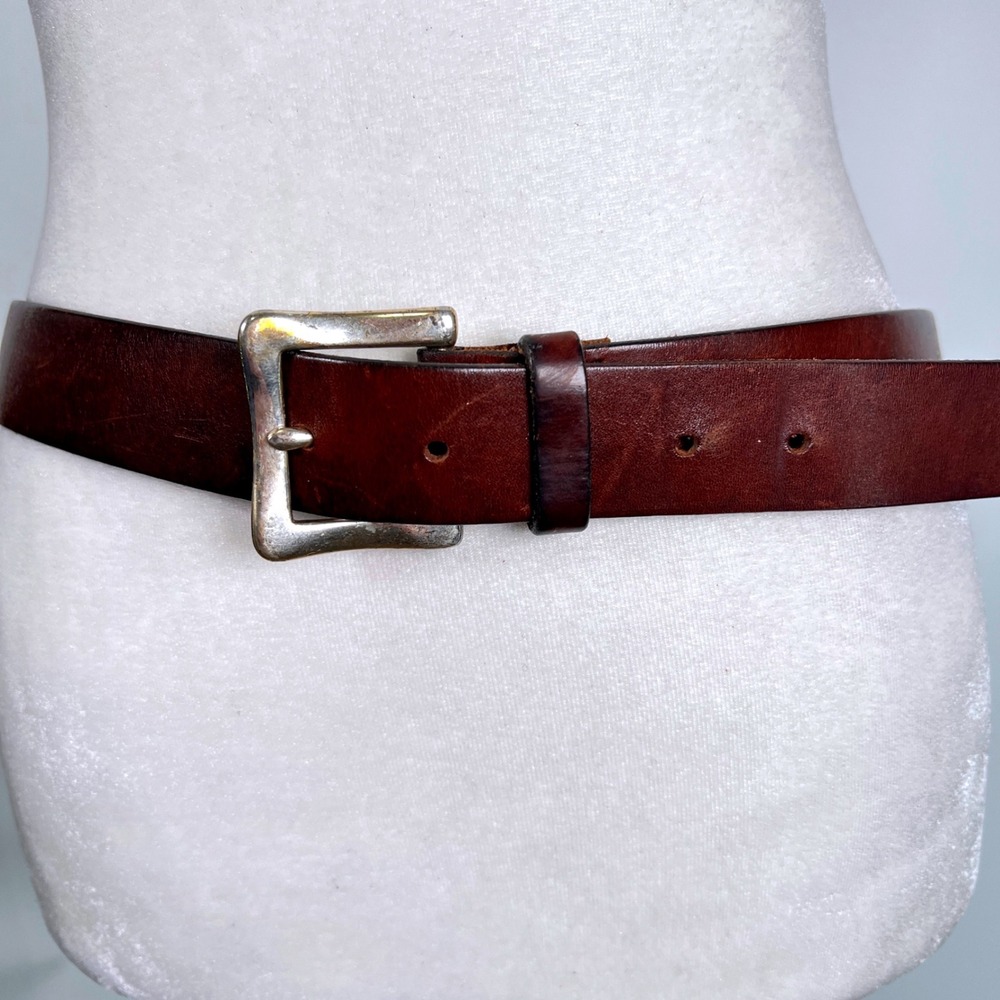 Gap Dark Brown Genuine Cow Leather Belt Solid Brass Buckle Made in USA M Vintage